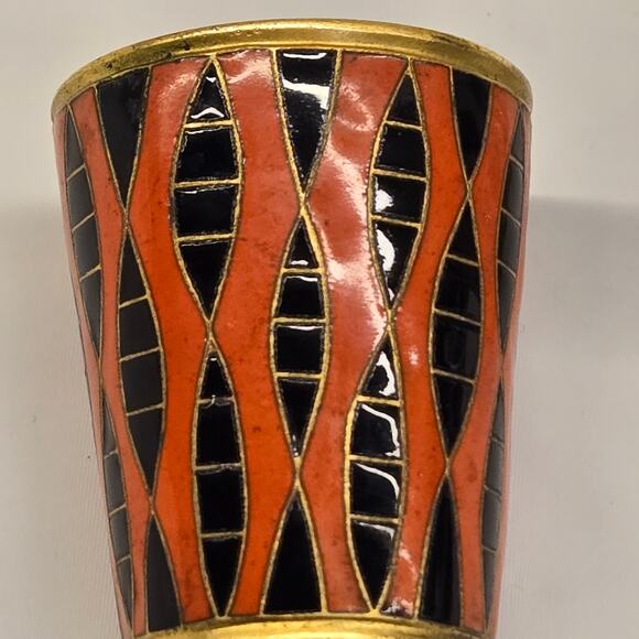 Set of 2 Vintage Russian Cloisonne Enamel Vodka Shot Glasses, Hallmarked - Picture 4 of 8